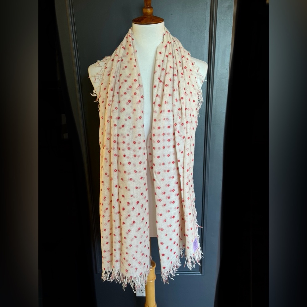 New Auth Chan Luu Valiant Poppy Dot Print Cashmere Silk Scarf